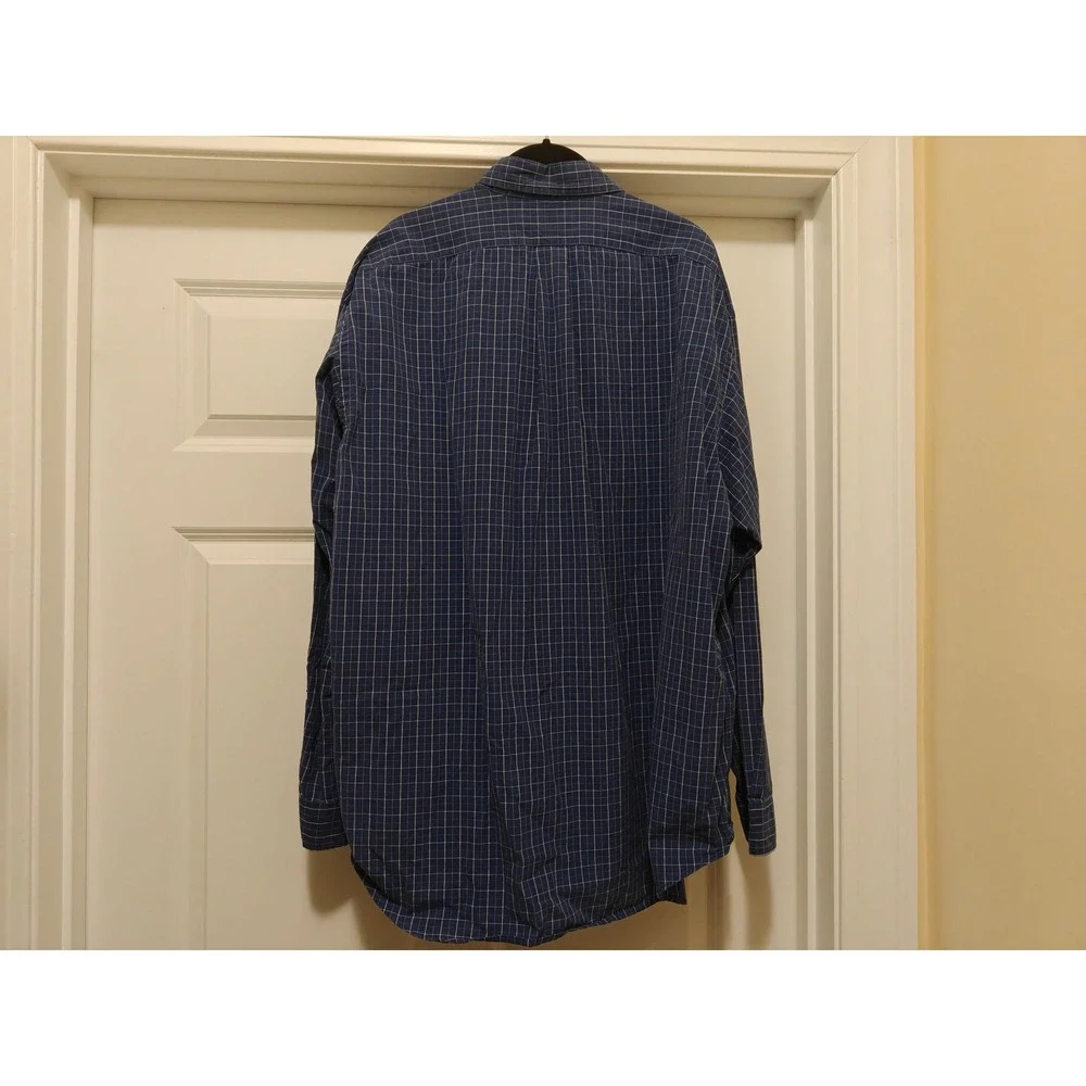 Polo‎ Ralph Lauren Blake Mens XL Navy Blue Grid Check Button Down Shirt Cotton